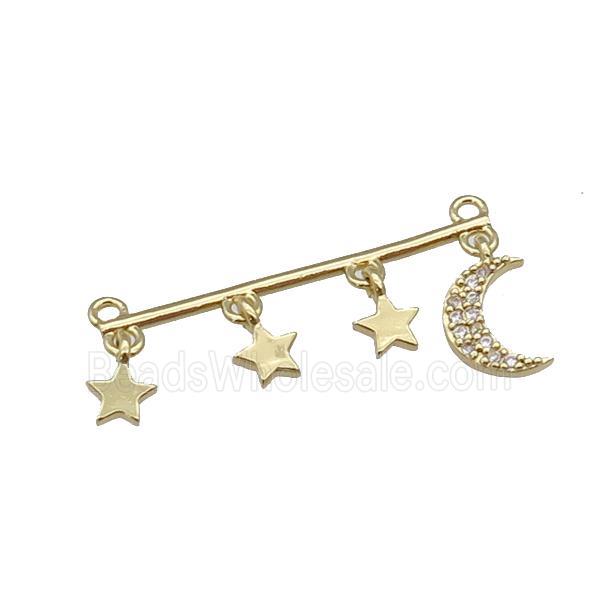 copper Moon star pendant paved zircon, gold plated