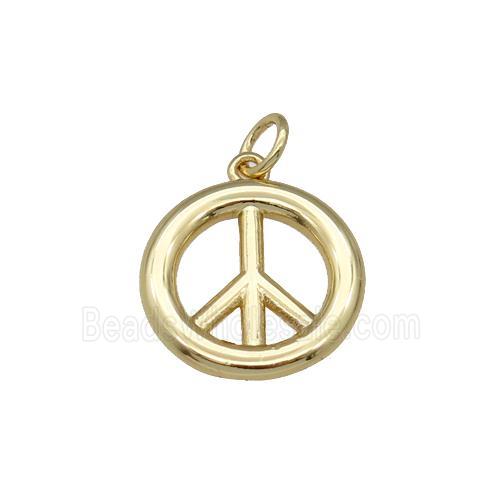 copper Peace Sign pendant, gold plated