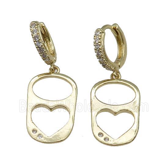 copper Hoop Earring paved zircon, gold plated