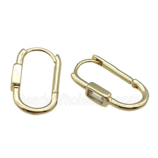 copper Latchback Earring paved zircon, gold plated