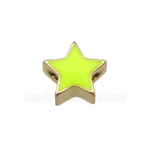 copper Star beads with yellow enamel, gold plated