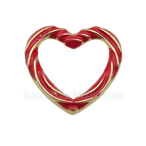 copper Heart pendant with red enamel, gold plated