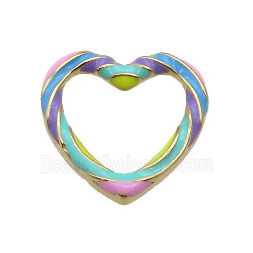 copper Heart pendant with rainbow enamel, gold plated