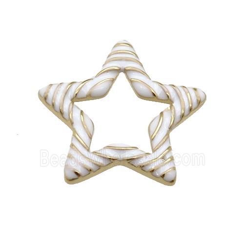 copper Star pendant with white enamel, gold plated