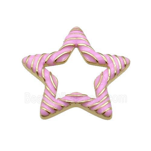 copper Star pendant with pink enamel, gold plated