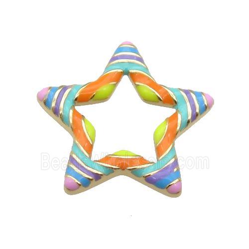 copper Star pendant with rainbow enamel, gold plated