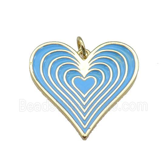 copper Heart pendant with blue enamel, gold plated