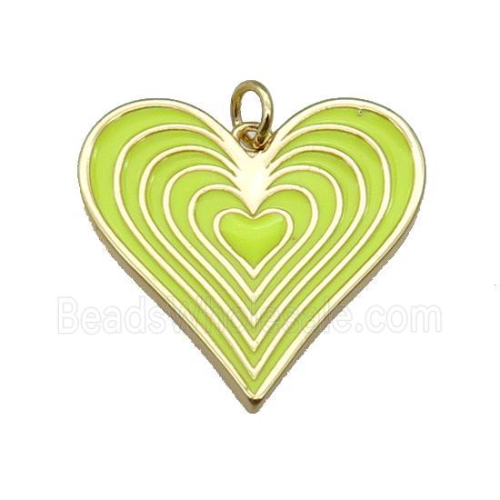 copper Heart pendant with yellow enamel, gold plated
