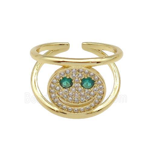 copper Emoji Ring paved zircon, gold plated