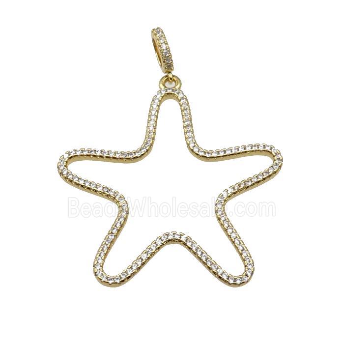 copper Star pendant paved zircon, gold plated