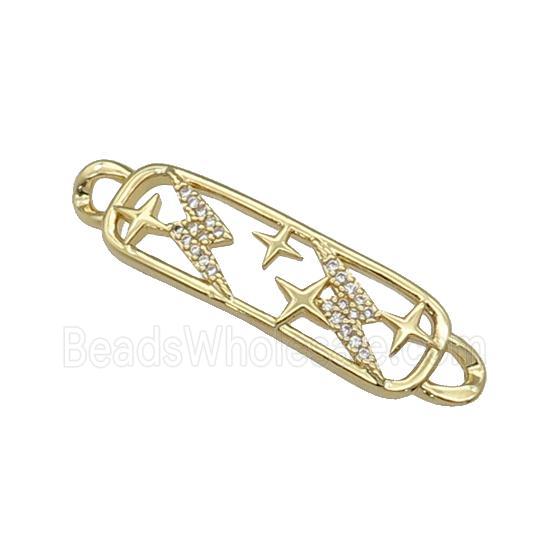 copper Lightning connector paved zircon, star, gold plated