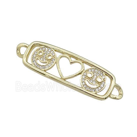 copper Emoji connector paved zircon, heart, gold plated