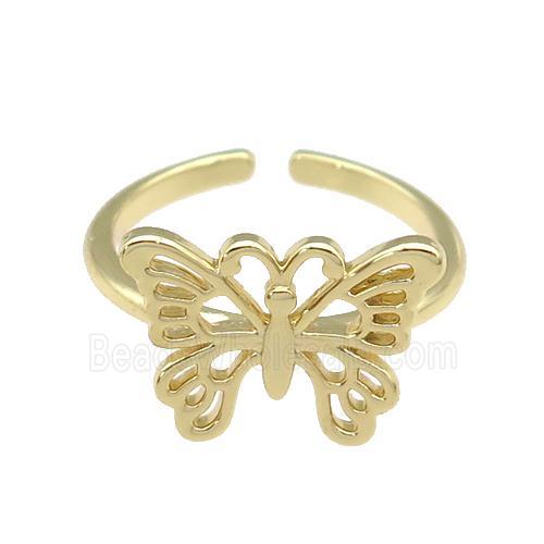 copper Butterfly Rings, gold plated
