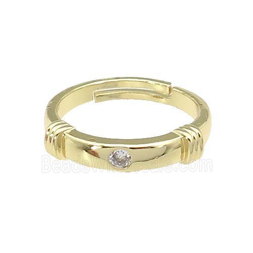 copper Rings paved zircon, adjustable, gold plated