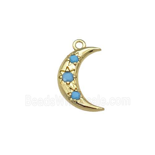 copper Moon pendant paved turq zircon, gold plated