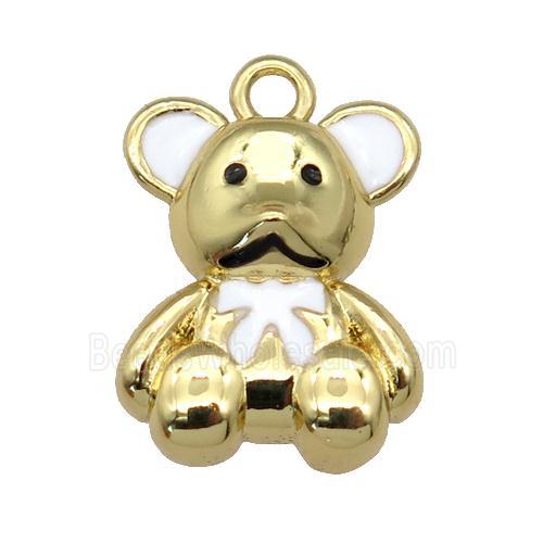 copper Bear pendant with white enamel, gold plated