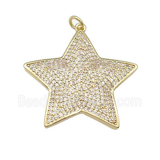 copper Star pendant paved zircon, gold plated