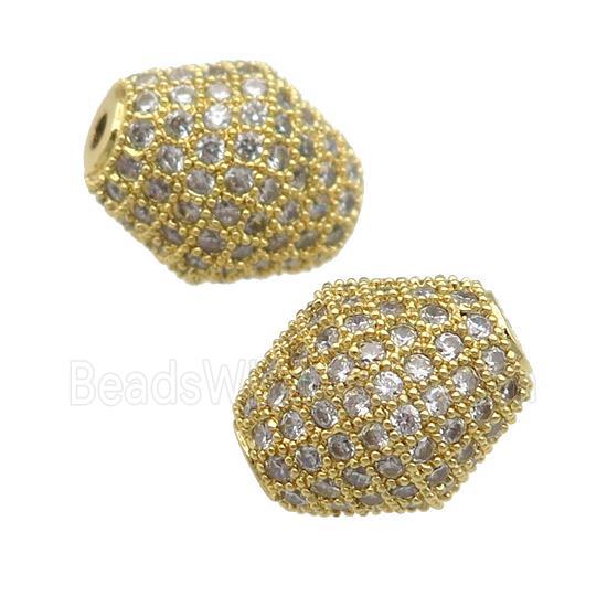 copper bicone Beads paved zircon, gold plated
