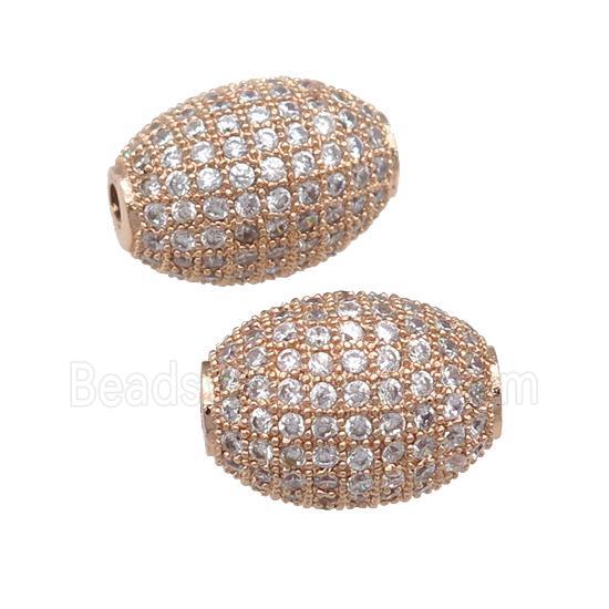 copper barrel Beads paved zircon, rose gold