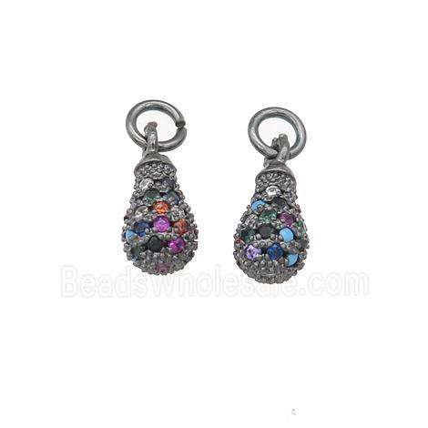 copper teardrop pendant paved zircon, multicolor, black plated