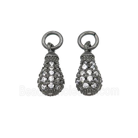copper teardrop pendant paved zircon, black plated