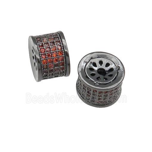 copper tube beads paved orange zircon, black plated