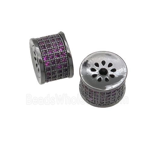 copper tube beads paved hotpink zircon, black plated