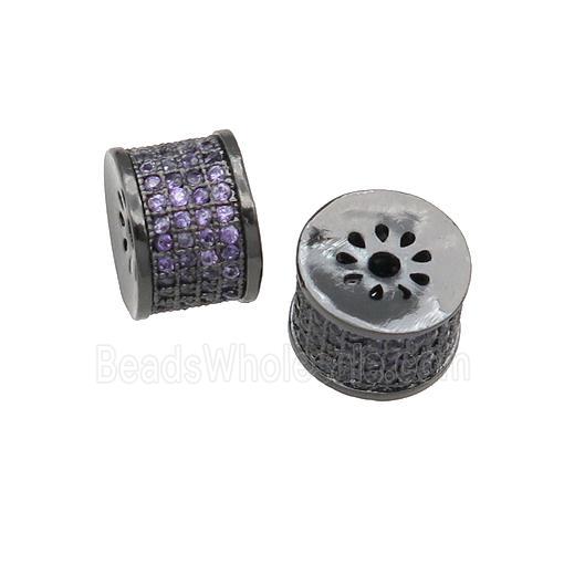 copper tube beads paved purple zircon, black plated