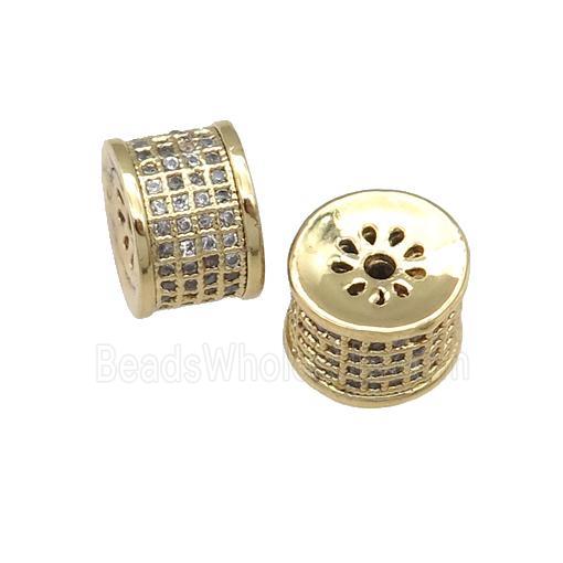 copper tube beads paved zircon, gold plated