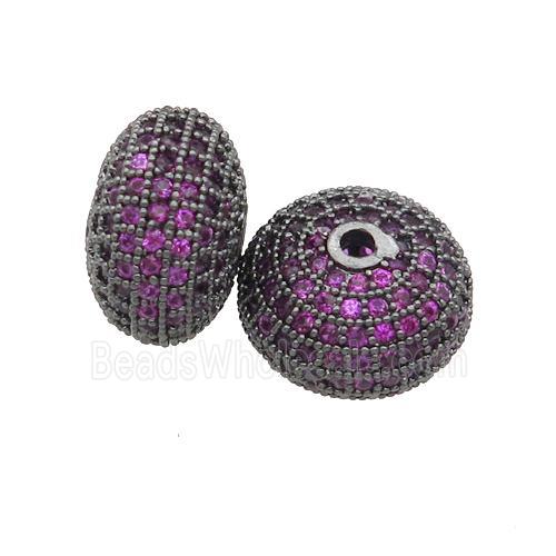 copper rondelle beads pave hotpink zircon, black plated