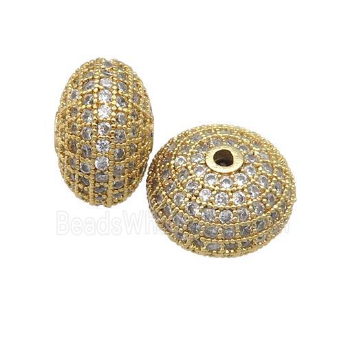 copper rondelle beads pave zircon, gold plated