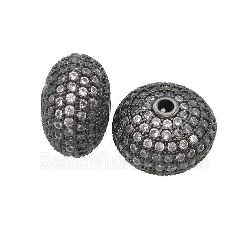 copper rondelle beads pave zircon, black plated