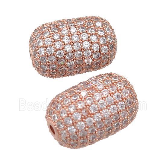 copper barrel Beads pave zircon, rose gold