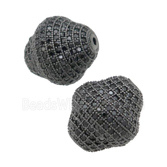 copper bicone Beads pave zircon, black plated
