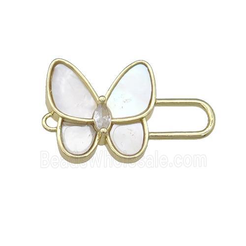 copper Butterfly connector pave shell, gold plated