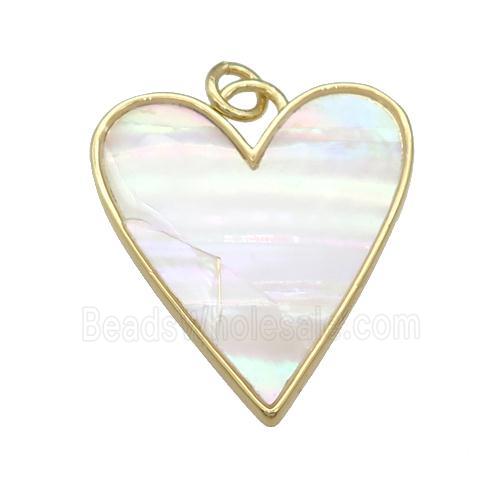 copper Heart pendant paved shell, gold plated