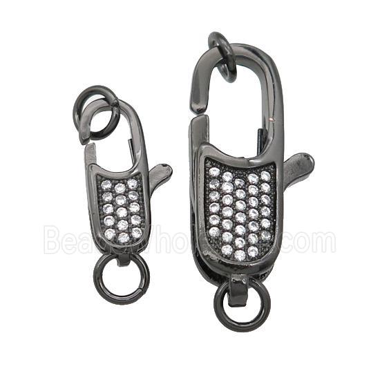 copper Lobster Clasp paved zircon, black plated