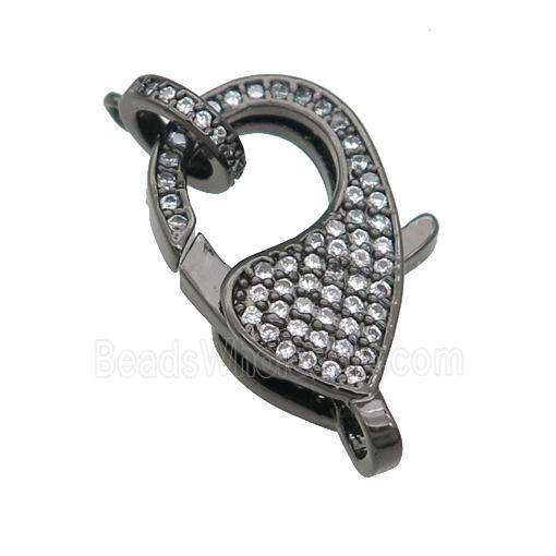copper Lobster Clasp paved zircon, black plated