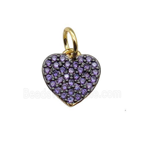 copper Heart pendant pave purple zircon, black plated