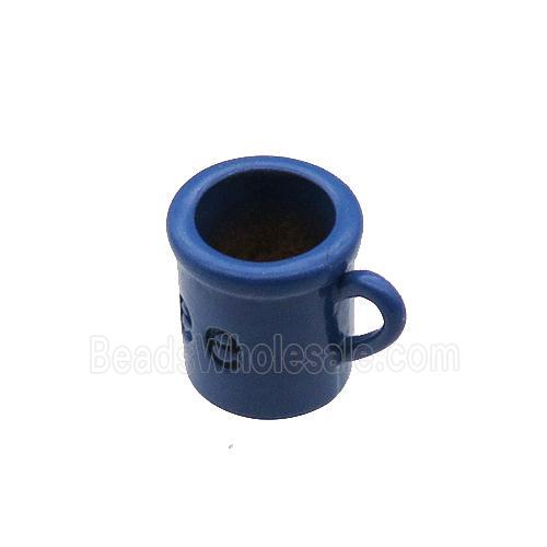 copper CoffeeCup pendant with navyblue fire lacquered