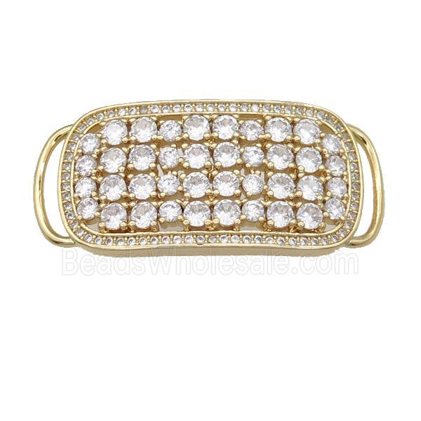 copper rectangle connector pave zircon, gold plated