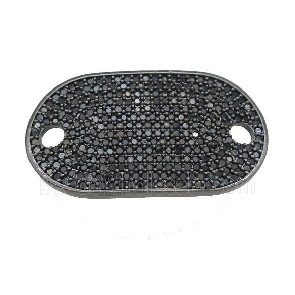copper oval connector pave zircon, black plated