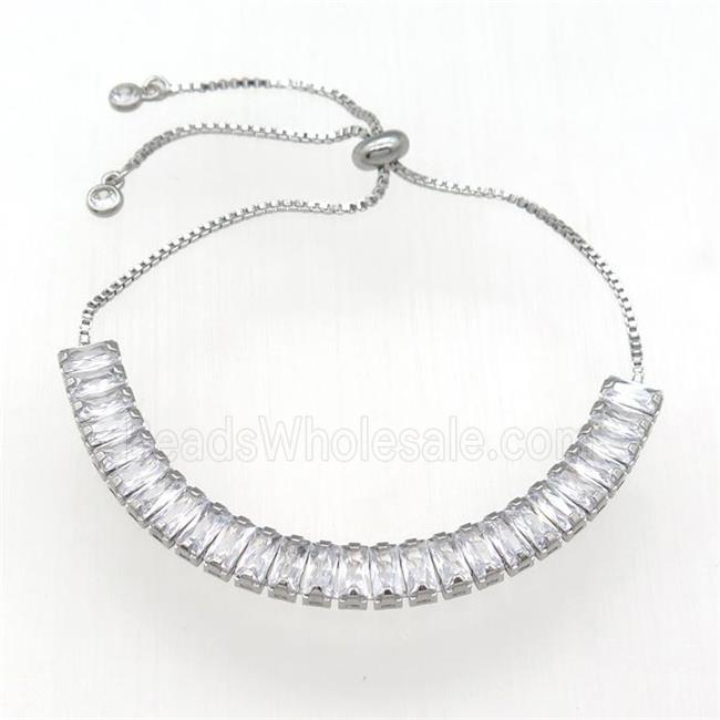 copper Bracelet pave zircon, platinum plated
