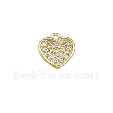 copper heart pendant pave zircon, gold plated