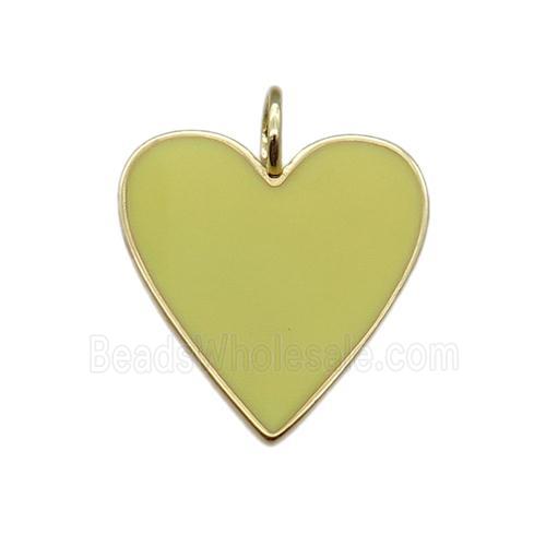copper Heart pendant with yellow enamel, gold plated