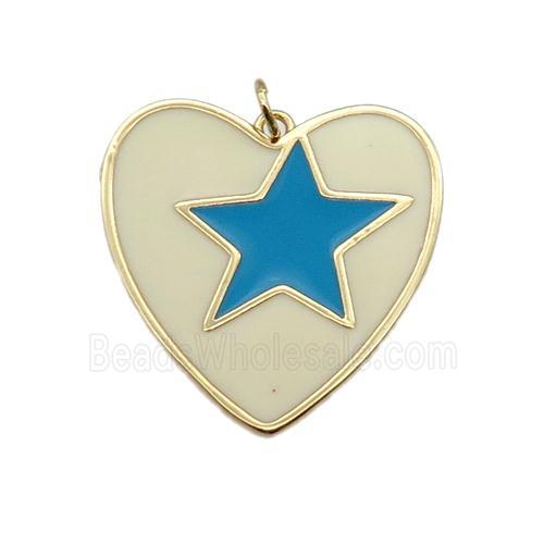 Copper Heart Pendant Yellow Enamel Star Gold Plated