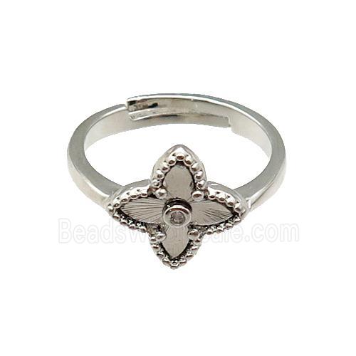 copper Star Ring, adjustable, platinum plated