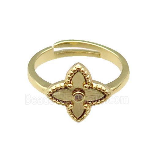 copper Star Ring, adjustable, gold plated