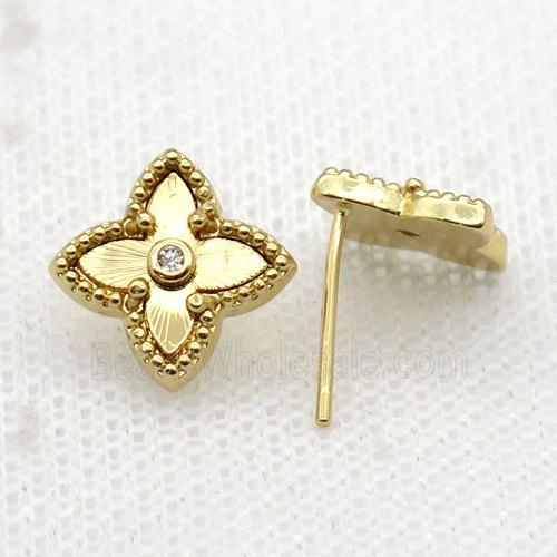 copper Stud Earring, star, gold plated