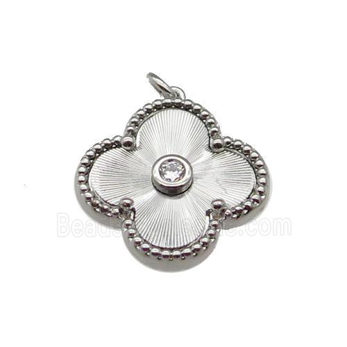 copper Clover pendant, platinum plated